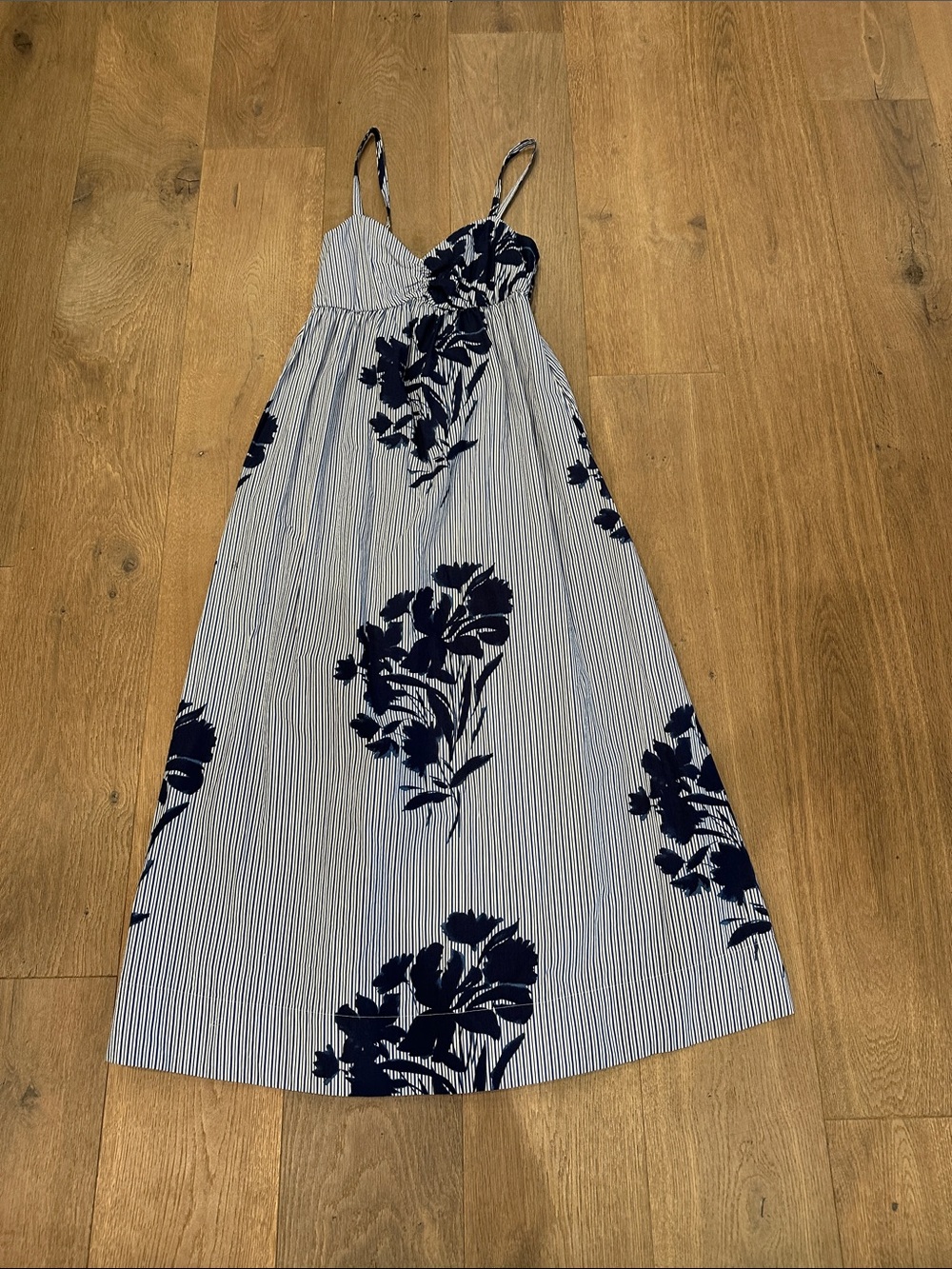 Abercrombie & Fitch Navy and White Floral Stripe Maxi Dress